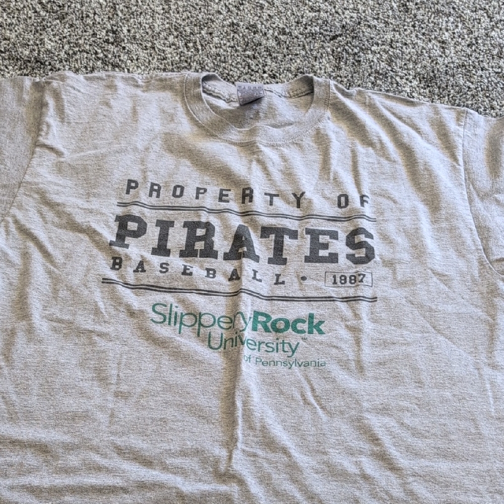 Property of Pirates Baseball Slippery Rock University Tee - Gray